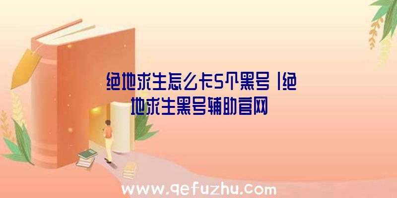 「绝地求生怎么卡5个黑号」|绝地求生黑号辅助官网